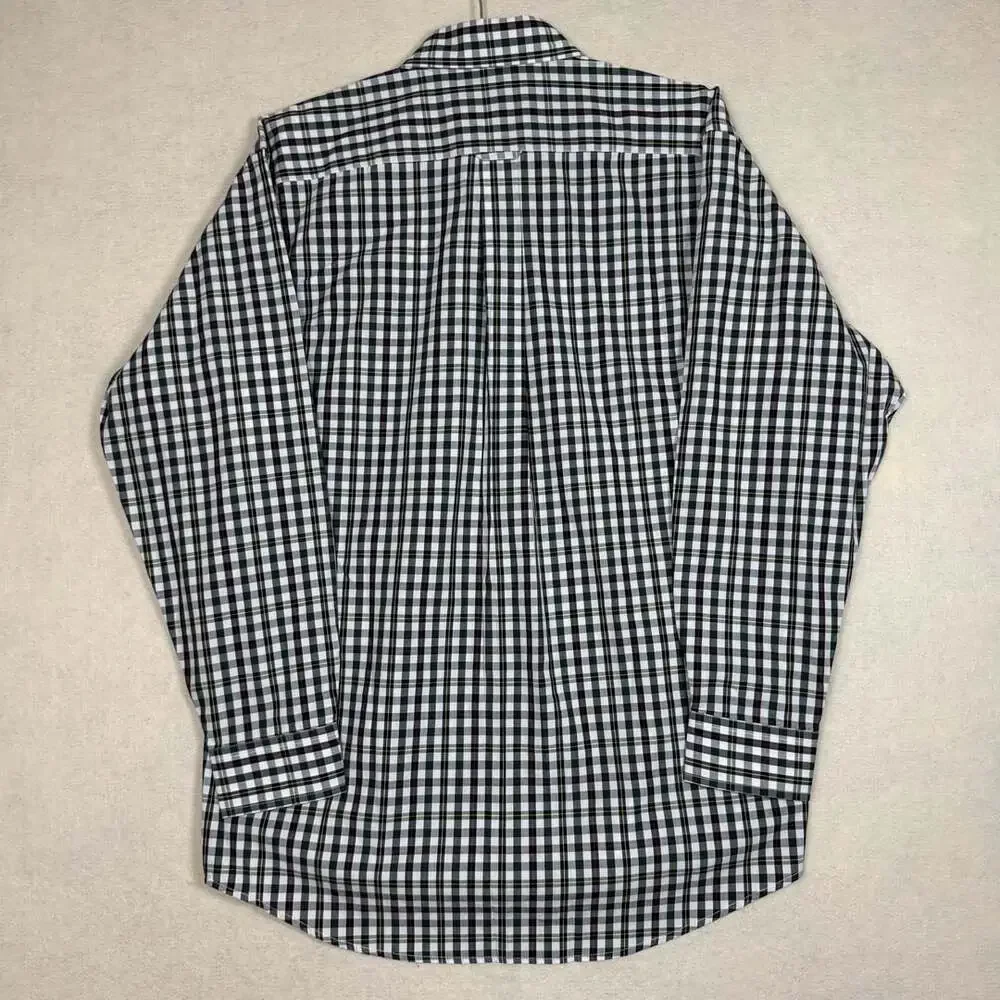 Vintage Polo Ralph Lauren Shirt Mens M Button Down Black Gingham Plaid Cotton